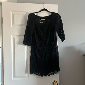 Diane Von Furstenberg Black Lace Long Sleeve Dress